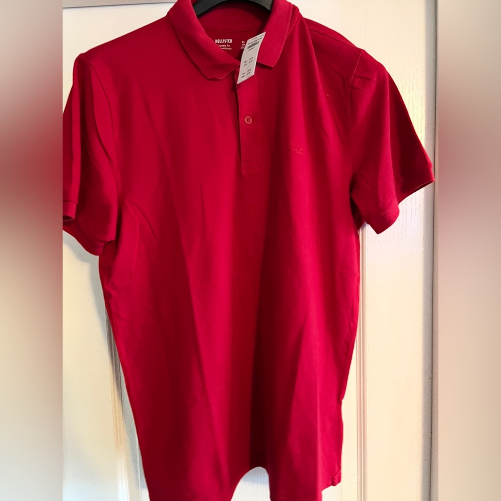 HOLLISTER Classic Fit Advanced Stretch Red Polo Shirt size XLT